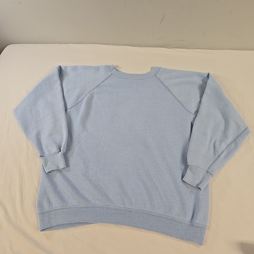 Vintage 80s BMW Raglan Sweatshirt Size Large Baby Blue Crewneck - Picture 10 of 11